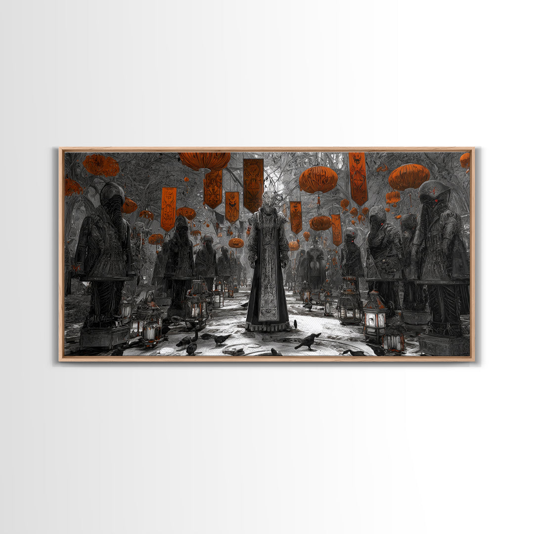 The Monster Parade, Biomechanical Horror Art, Wide Panoramic Art, Gothic Horror Wall Art, Canvas Print, Halloween Wall Art