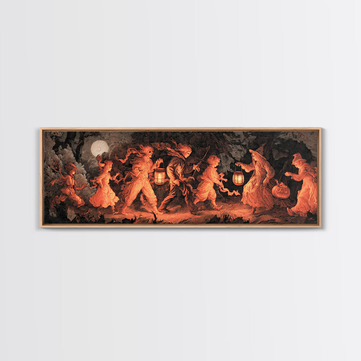 The Trick-Or-Treat Procession, Gothic Nightmare Art, Extra Wide Wall Art, Gothic Horror Wall Art, Canvas Print, Halloween Wall Art