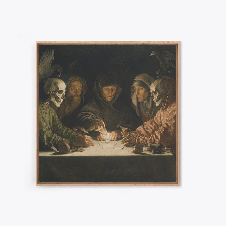 The Candlelit Seance, Danse Macabre Art, Square Wall Art, Macabre Wall Art, Framed Canvas Print, Halloween Wall Art