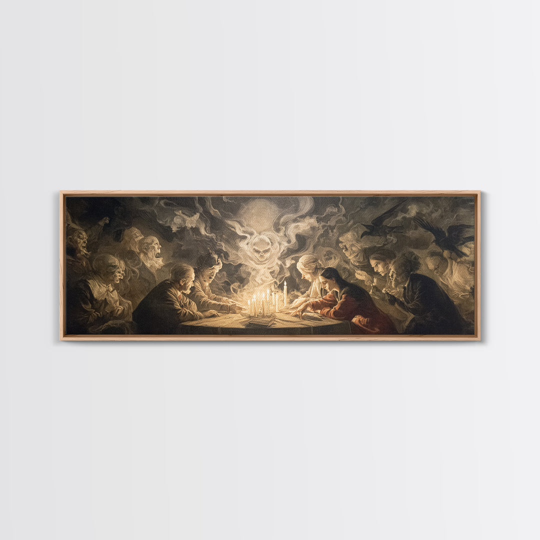 The Candlelit Seance, Gothic Nightmare Art, Extra Wide Wall Art, Gothic Horror Wall Art, Canvas Print, Halloween Wall Art