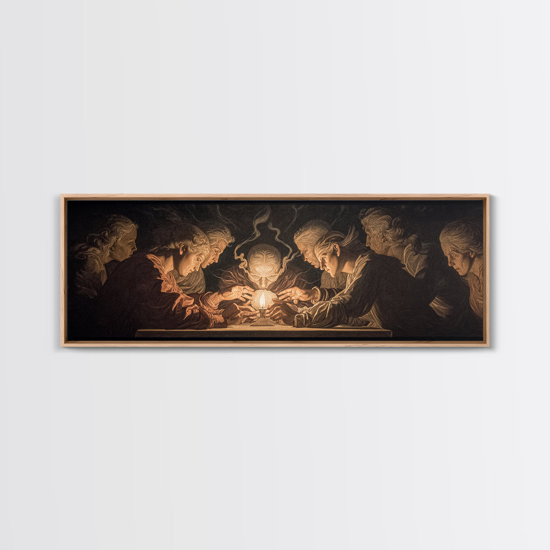 The Candlelit Seance, Visionary Gothic Art, Extra Wide Wall Art, Gothic Horror Wall Art, Canvas Print, Halloween Wall Art