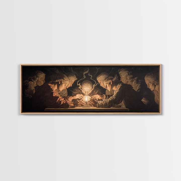 The Candlelit Seance, Visionary Gothic Art, Extra Wide Wall Art, Gothic Horror Wall Art, Canvas Print, Halloween Wall Art