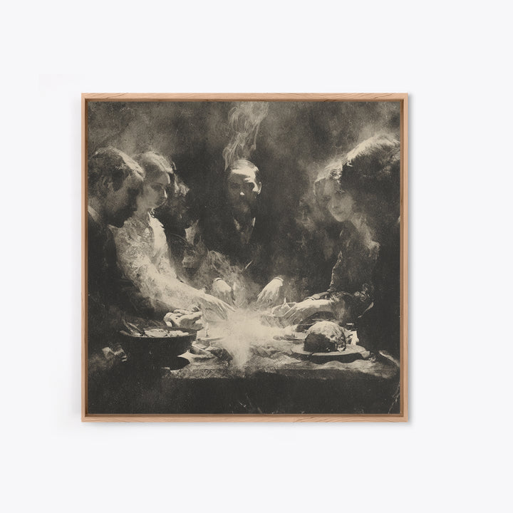 The Candlelit Seance, Symbolist Dream Art, Square Wall Art, Dark Fantasy Wall Art, Canvas Print, Halloween Wall Art