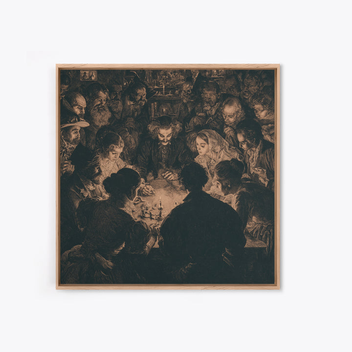The Candlelit Seance, Symbolist Etching Art, Square Wall Art, Gothic Horror Wall Art, Canvas Print, Halloween Wall Art, Dark Fantasy Art