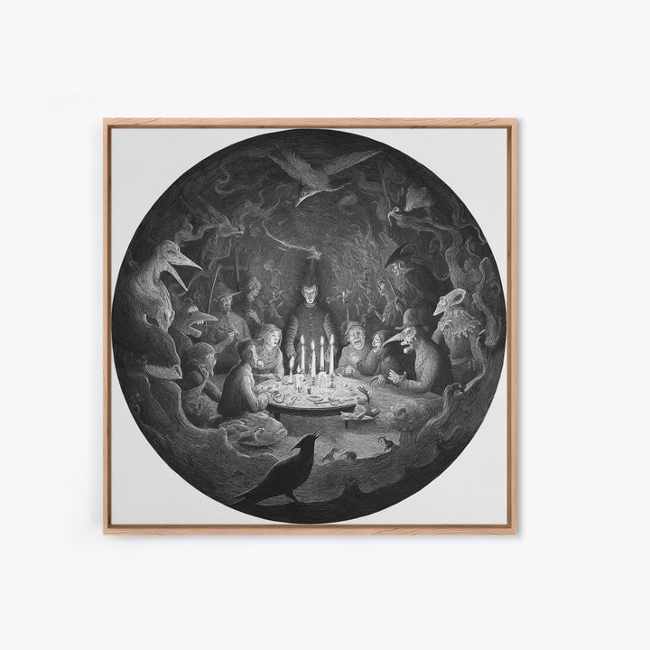 The Candlelit Seance, Expressionist Nightmare Art, Square Wall Art, Gothic Horror Wall Art, Canvas Print, Halloween Wall Art