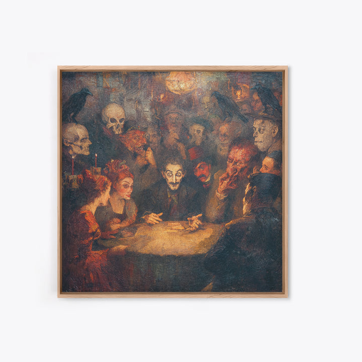 The Candlelit Seance, Grotesque Carnival Art, Square Wall Art, Dark Fantasy Wall Art, Canvas Print, Halloween Wall Art