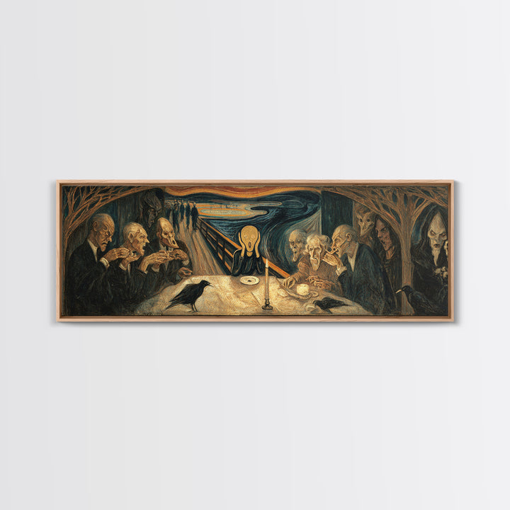 The Candlelit Seance, Expressionist Gothic Art, Extra Wide Wall Art, Macabre Wall Art, Canvas Print, Halloween Wall Art, Horror Wall Art