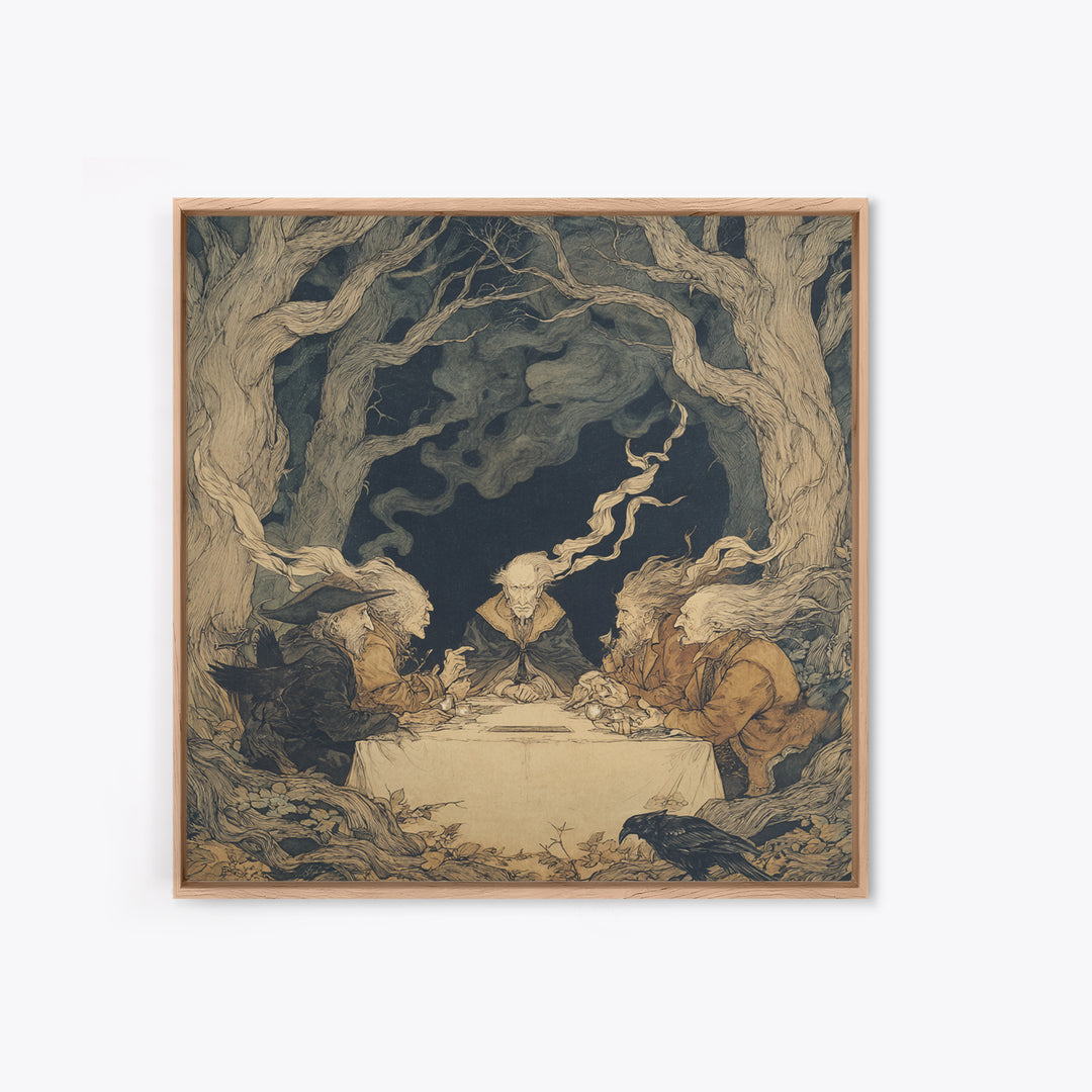 The Candlelit Seance, Gothic Storybook Art, Square Wall Art, Gothic Horror Wall Art, Canvas Print, Halloween Wall Art