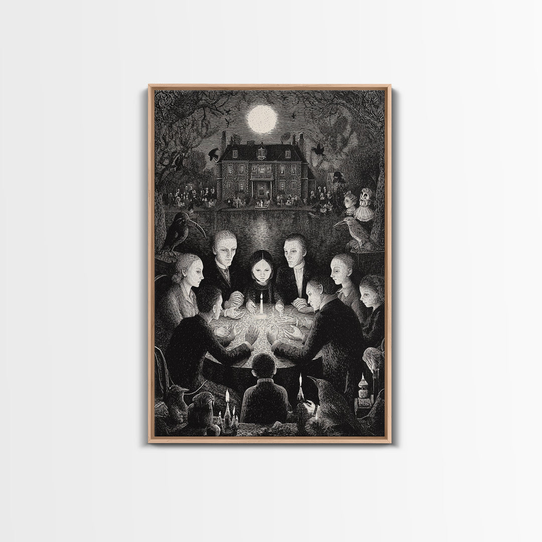 The Candlelit Seance, Victorian Macabre Art, Vertical Wall Art, Macabre Wall Art, Canvas Print, Halloween Wall Art