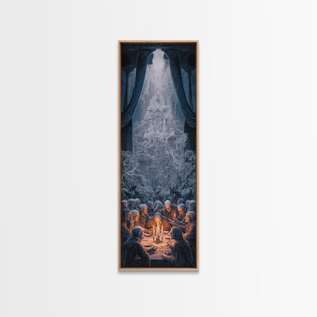 The Candlelit Seance, Surreal Apocalyptic Art, Tall Narrow Wall Art, Gothic Horror Wall Art, Canvas Print, Halloween Wall Art