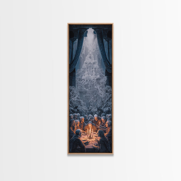 The Candlelit Seance, Surreal Apocalyptic Art, Tall Narrow Wall Art, Gothic Horror Wall Art, Canvas Print, Halloween Wall Art