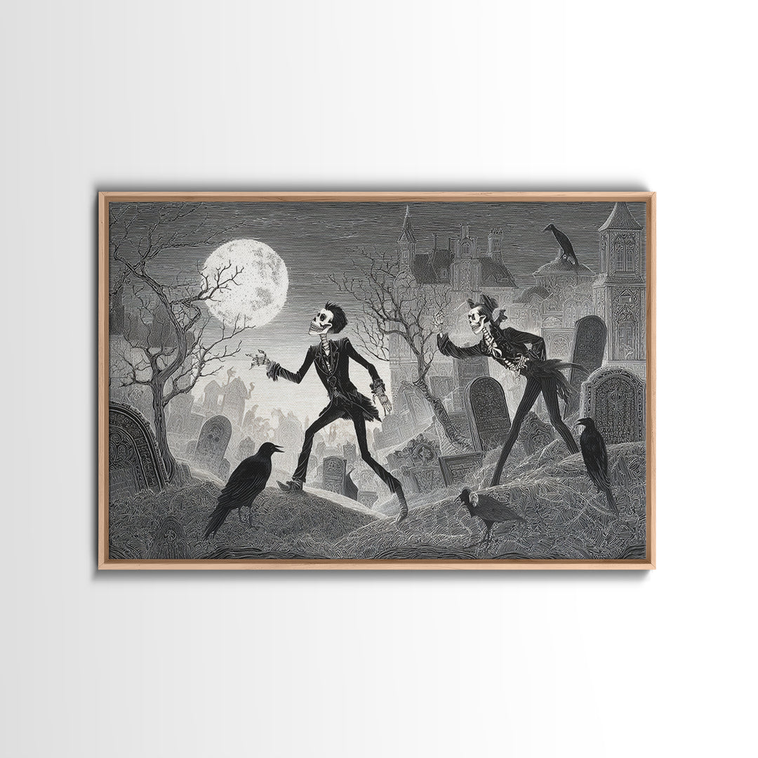 The Graveyard Dance, Victorian Macabre Art, Landscape Wall Art, Dark Fantasy Wall Art, Canvas Print, Halloween Wall Art
