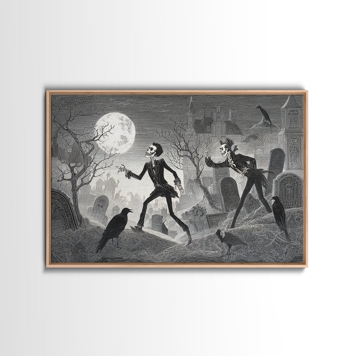 The Graveyard Dance, Victorian Macabre Art, Landscape Wall Art, Dark Fantasy Wall Art, Canvas Print, Halloween Wall Art