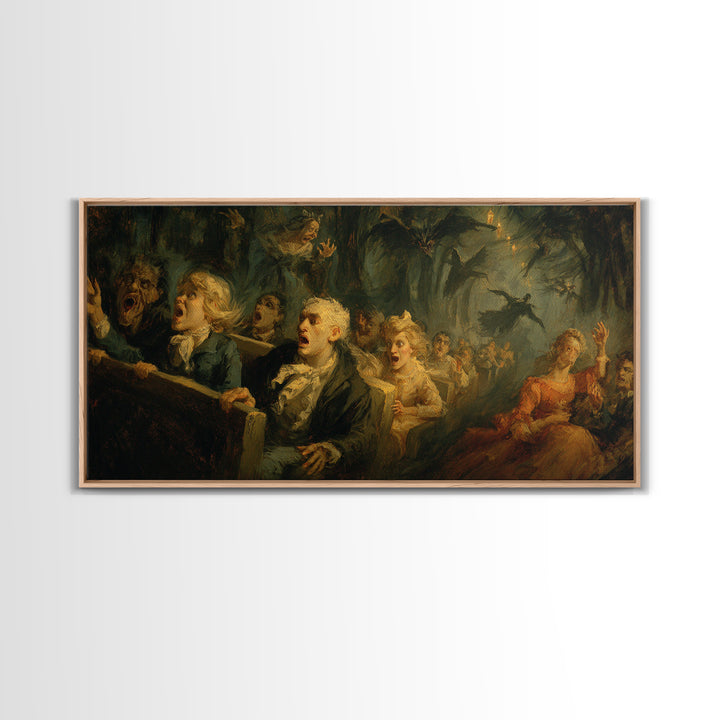 The Haunted Hayride, Dark Romantic Horror Art, Wide Panoramic Art, Macabre Wall Art, Canvas Print, Halloween Wall Art, Halloween Decor