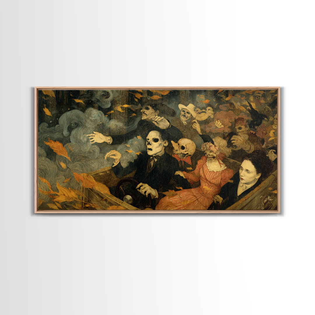 The Haunted Hayride, Grotesque Carnival Art, Wide Panoramic Art, Dark Fantasy Wall Art, Canvas Print, Halloween Wall Art, Macabre Wall Art