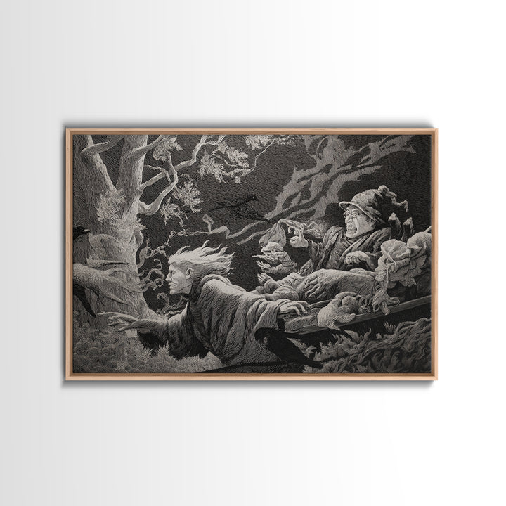 The Haunted Hayride, Victorian Macabre Art, Landscape Wall Art, Gothic Horror Wall Art, Framed Canvas Print, Halloween Wall Art