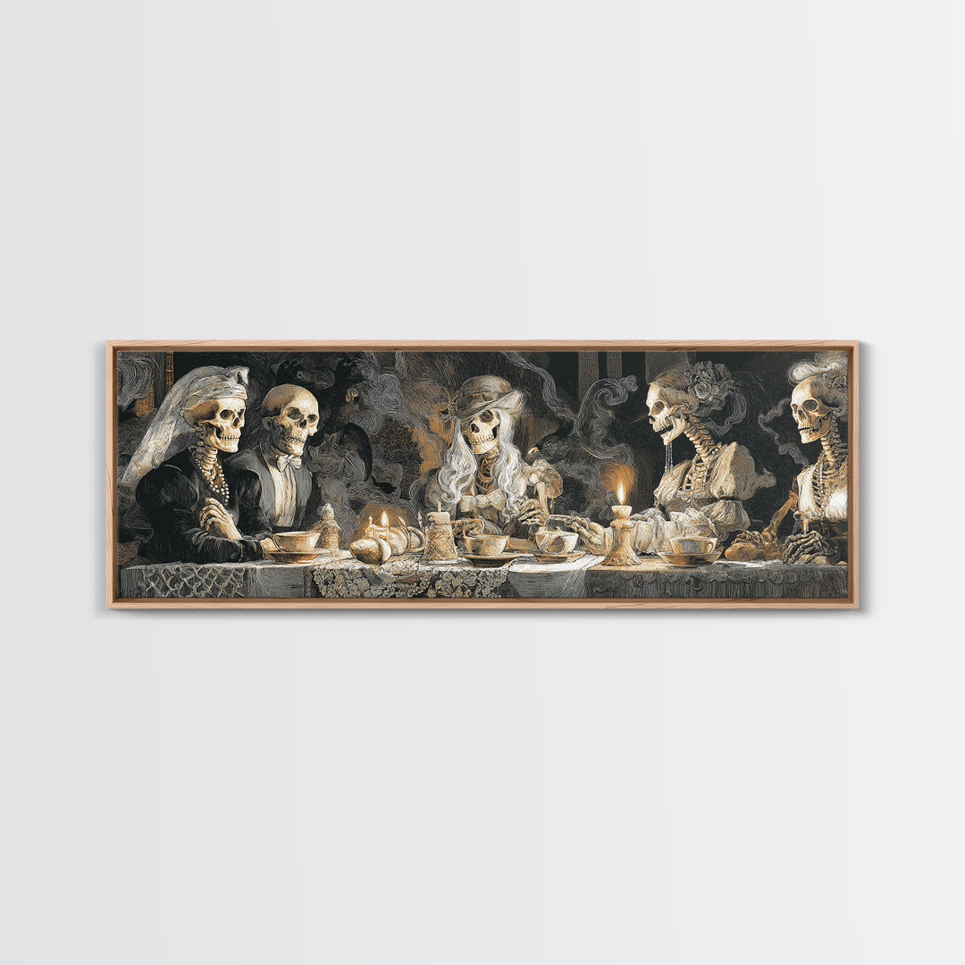 The Zombie Picnic, Danse Macabre Art, Extra Wide Wall Art, Macabre Wall Art, Framed Canvas Print, Halloween Wall Art
