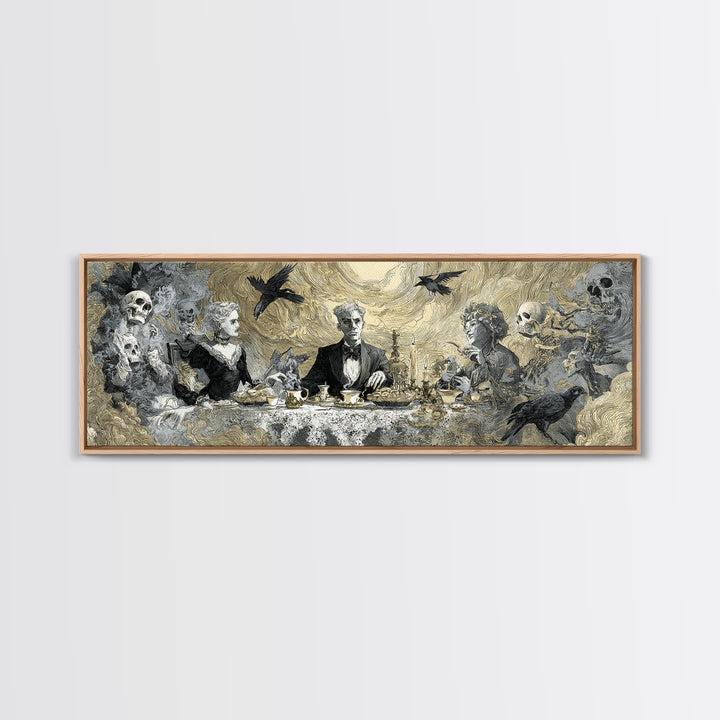 The Zombie Picnic, Decadent Gothic Art, Extra Wide Wall Art, Dark Halloween Decor, Framed Canvas Print, Halloween Wall Art