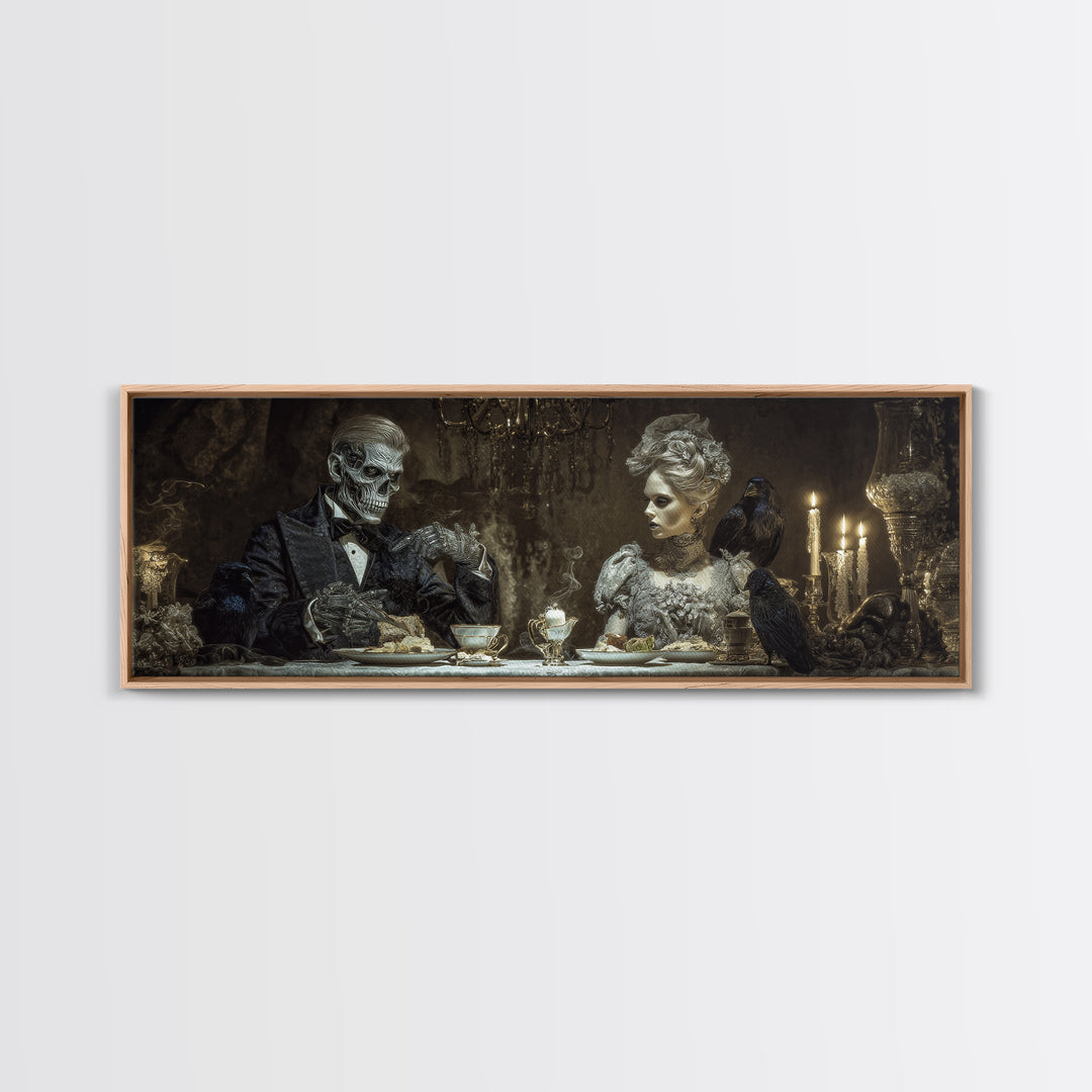 The Zombie Picnic, Biomechanical Horror Art, Extra Wide Wall Art, Dark Halloween Decor, Canvas Print, Halloween Wall Art