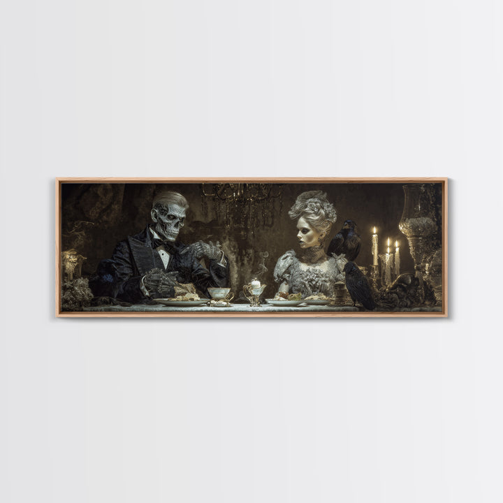 The Zombie Picnic, Biomechanical Horror Art, Extra Wide Wall Art, Dark Halloween Decor, Canvas Print, Halloween Wall Art