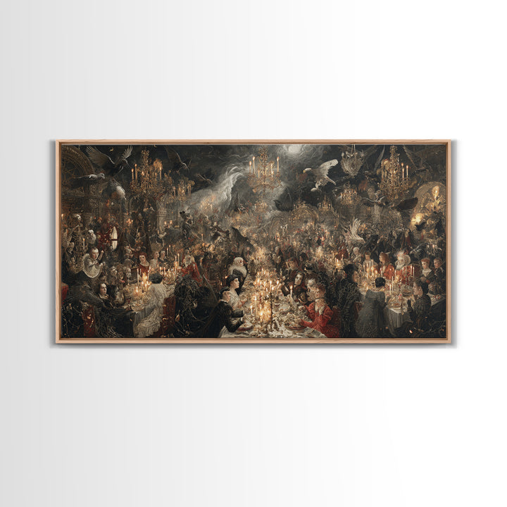 The Vampire Banquet, Medieval Grotesque Art, Wide Panoramic Art, Macabre Wall Art, Canvas Print, Halloween Wall Art