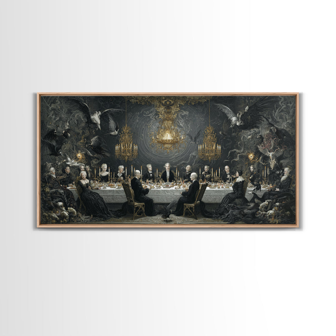 The Vampire Banquet, Visionary Gothic Art, Wide Panoramic Art, Dark Fantasy Wall Art, Canvas Print, Halloween Wall Art