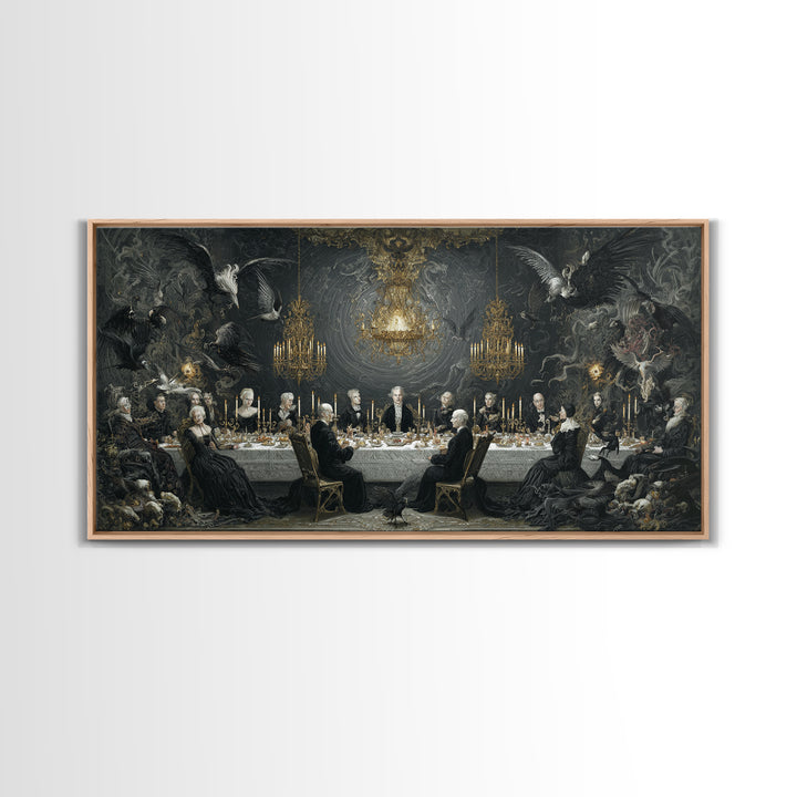 The Vampire Banquet, Visionary Gothic Art, Wide Panoramic Art, Dark Fantasy Wall Art, Canvas Print, Halloween Wall Art