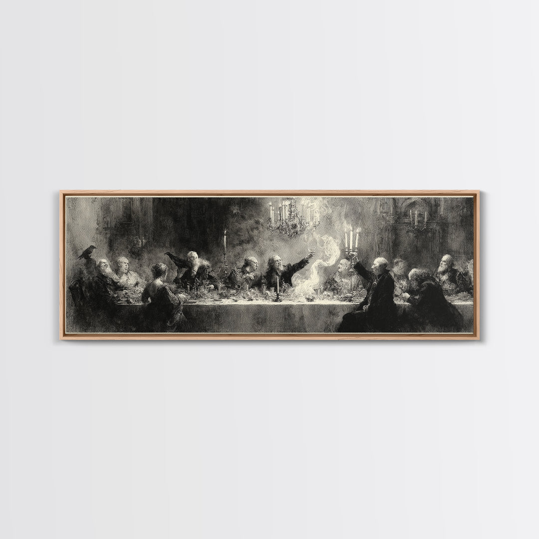 The Vampire Banquet, Symbolist Dream Art, Extra Wide Wall Art, Dark Fantasy Wall Art, Canvas Print, Halloween Wall Art