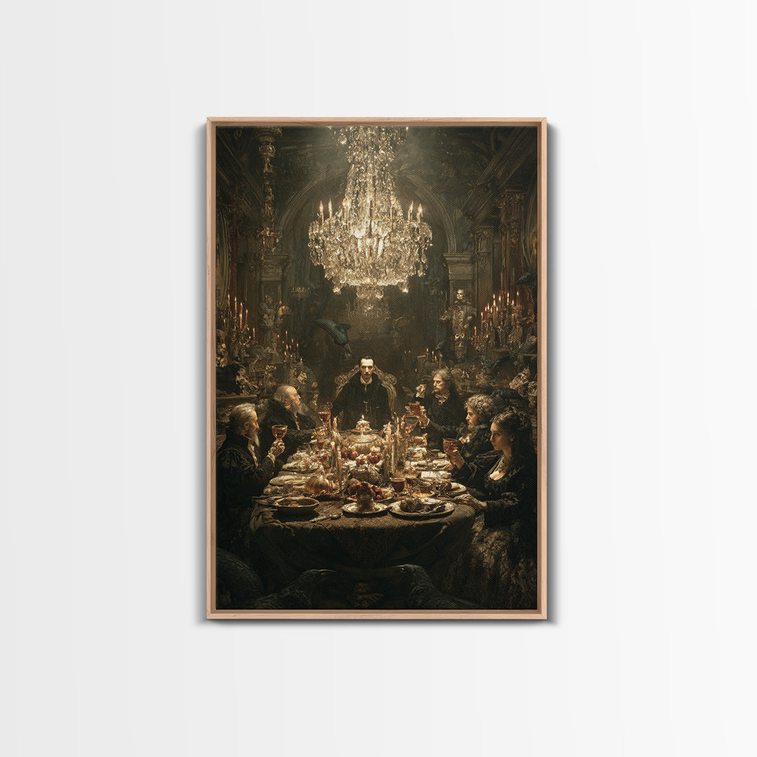 The Vampire Banquet, Ornate Symbolist Art, Vertical Wall Art, Dark Halloween Decor, Canvas Print, Halloween Wall Art