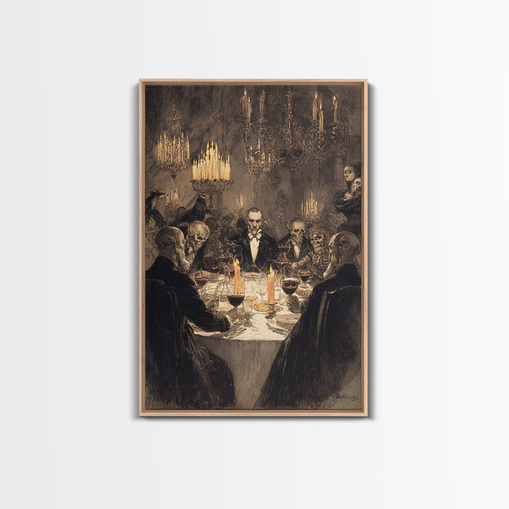 The Vampire Banquet, Decadent Gothic Art, Vertical Wall Art, Macabre Wall Art, Canvas Print, Halloween Wall Art, Seasonal Home Decor