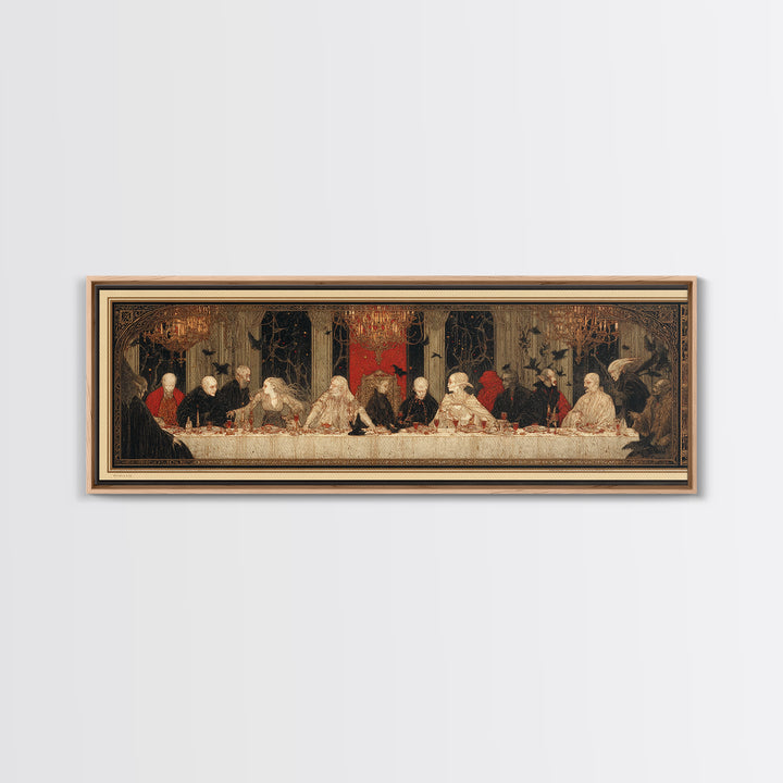 The Vampire Banquet, Symbolist Death Art, Extra Wide Wall Art, Dark Halloween Decor, Framed Canvas Print, Halloween Wall Art