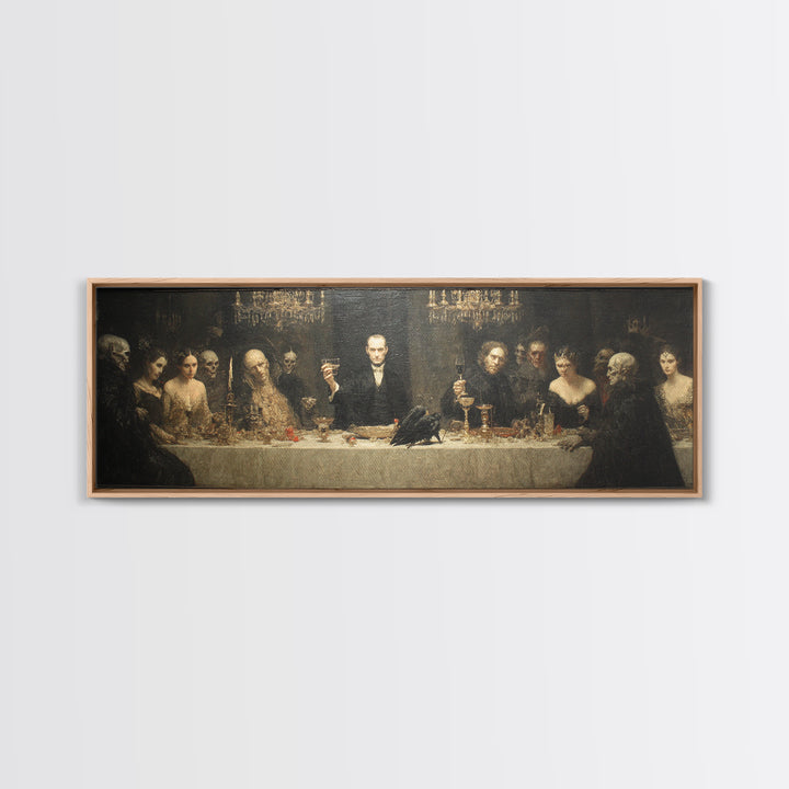 The Vampire Banquet, Dark Symbolist Art, Extra Wide Wall Art, Dark Halloween Decor, Framed Canvas Print, Halloween Wall Art