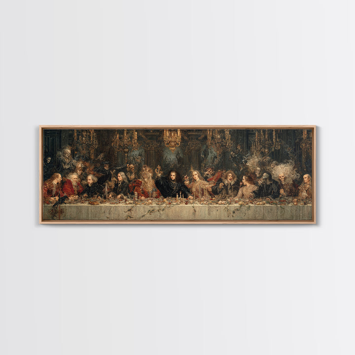 The Vampire Banquet, Symbolist Etching Art, Extra Wide Wall Art, Dark Halloween Decor, Canvas Print, Halloween Wall Art