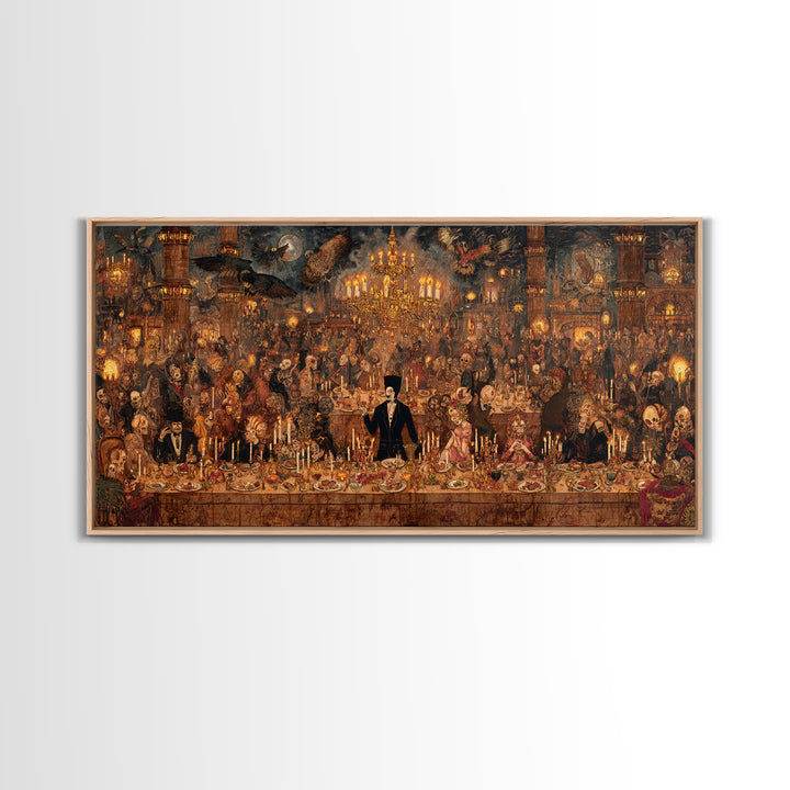 The Vampire Banquet, Grotesque Carnival Art, Wide Panoramic Art, Dark Halloween Decor, Canvas Print, Halloween Wall Art, Spooky Wall Decor