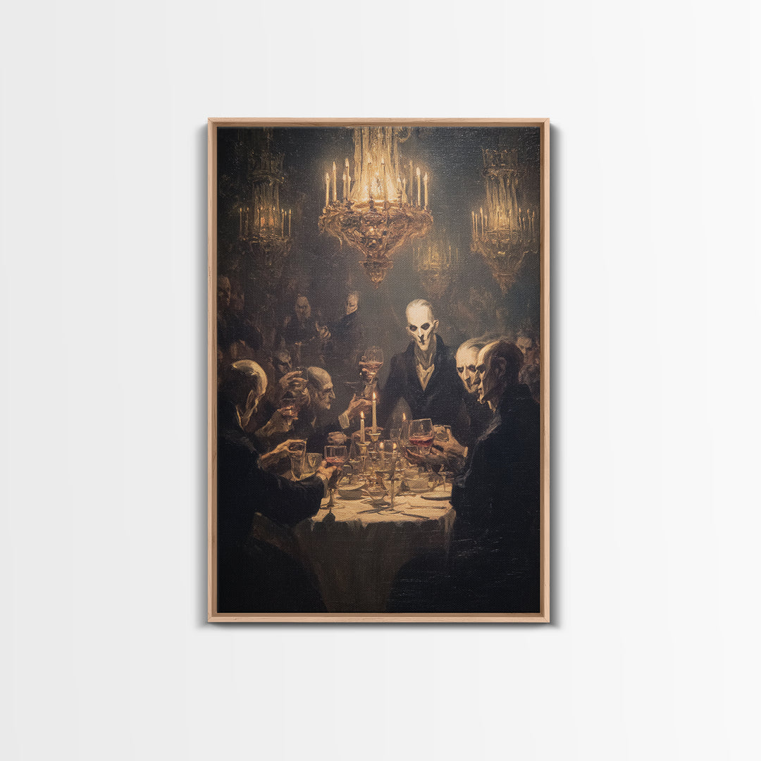 The Vampire Banquet, Expressionist Gothic Art, Vertical Wall Art, Dark Fantasy Wall Art, Framed Canvas Print, Halloween Wall Art