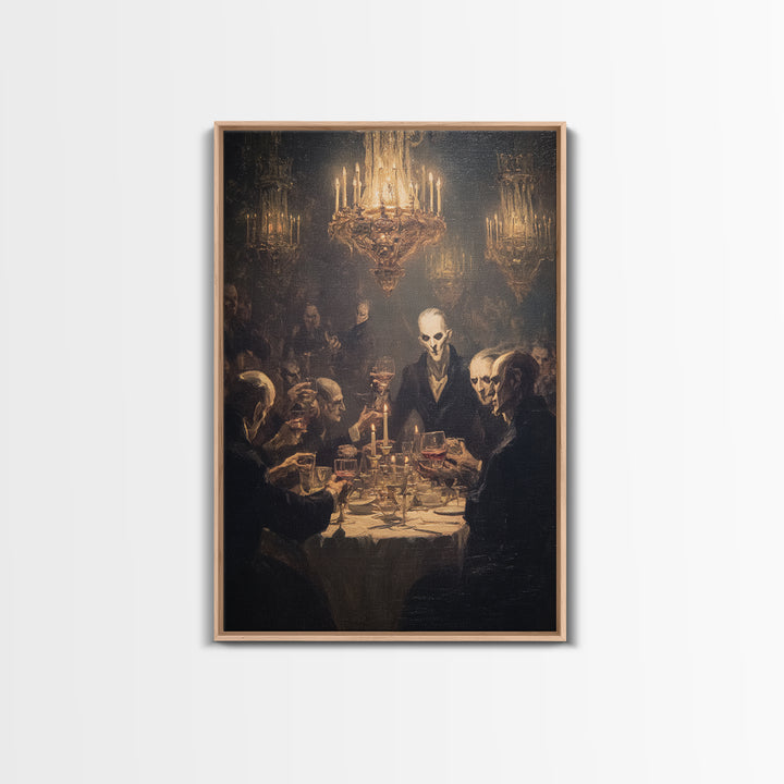 The Vampire Banquet, Expressionist Gothic Art, Vertical Wall Art, Dark Fantasy Wall Art, Framed Canvas Print, Halloween Wall Art