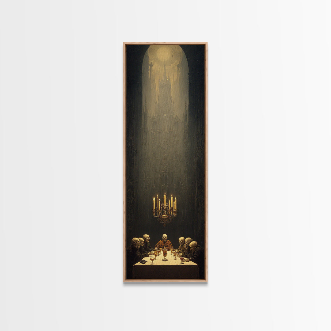The Vampire Banquet, Surreal Apocalyptic Art, Tall Narrow Wall Art, Dark Halloween Decor, Framed Canvas Print, Halloween Wall Art