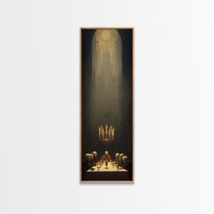 The Vampire Banquet, Surreal Apocalyptic Art, Tall Narrow Wall Art, Dark Halloween Decor, Framed Canvas Print, Halloween Wall Art