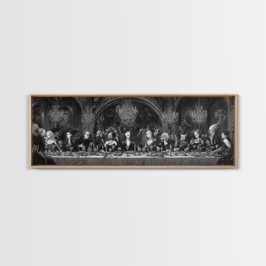 The Vampire Banquet, Biomechanical Horror Art, Extra Wide Wall Art, Dark Halloween Decor, Canvas Print, Halloween Wall Art, Horror Wall Art