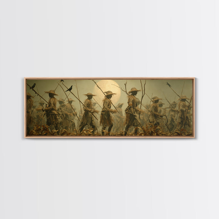 The Scarecrow Uprising, Surreal Apocalyptic Art, Extra Wide Wall Art, Macabre Wall Art, Canvas Print, Halloween Wall Art