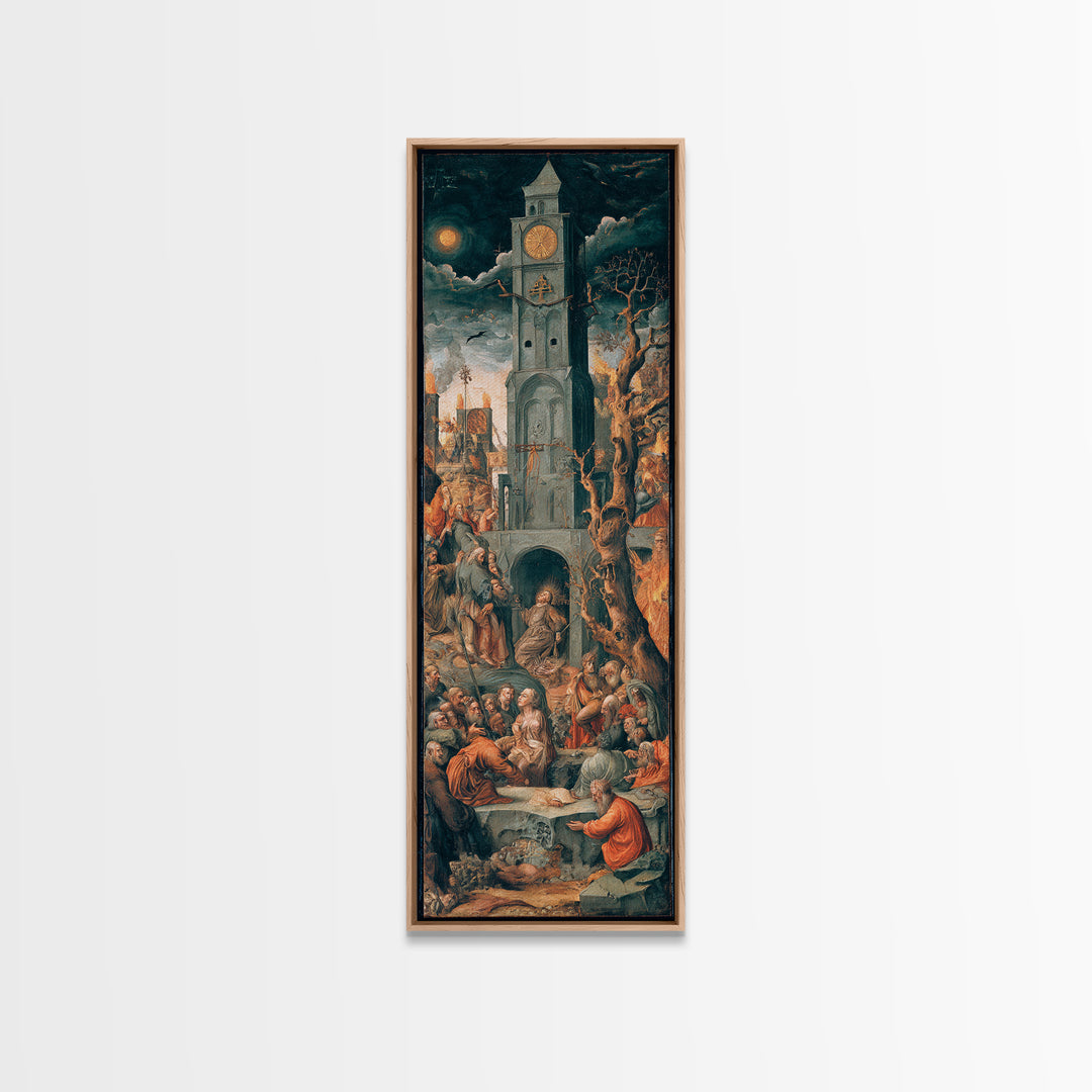 The Thirteenth Bell, Dark Renaissance Art, Tall Narrow Wall Art, Gothic Horror Wall Art, Framed Canvas Print, Halloween Wall Art