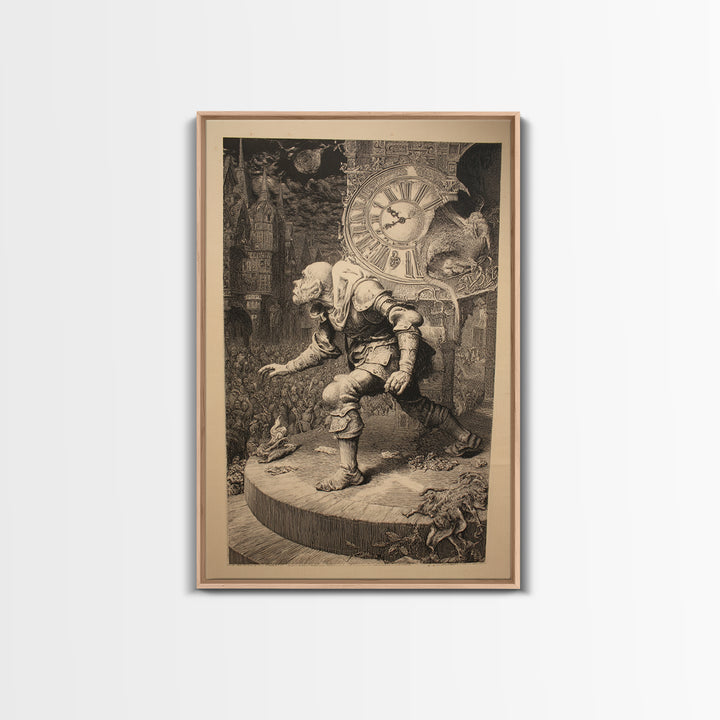 The Thirteenth Bell, Renaissance Engraving Art, Vertical Wall Art, Macabre Wall Art, Canvas Print, Halloween Wall Art