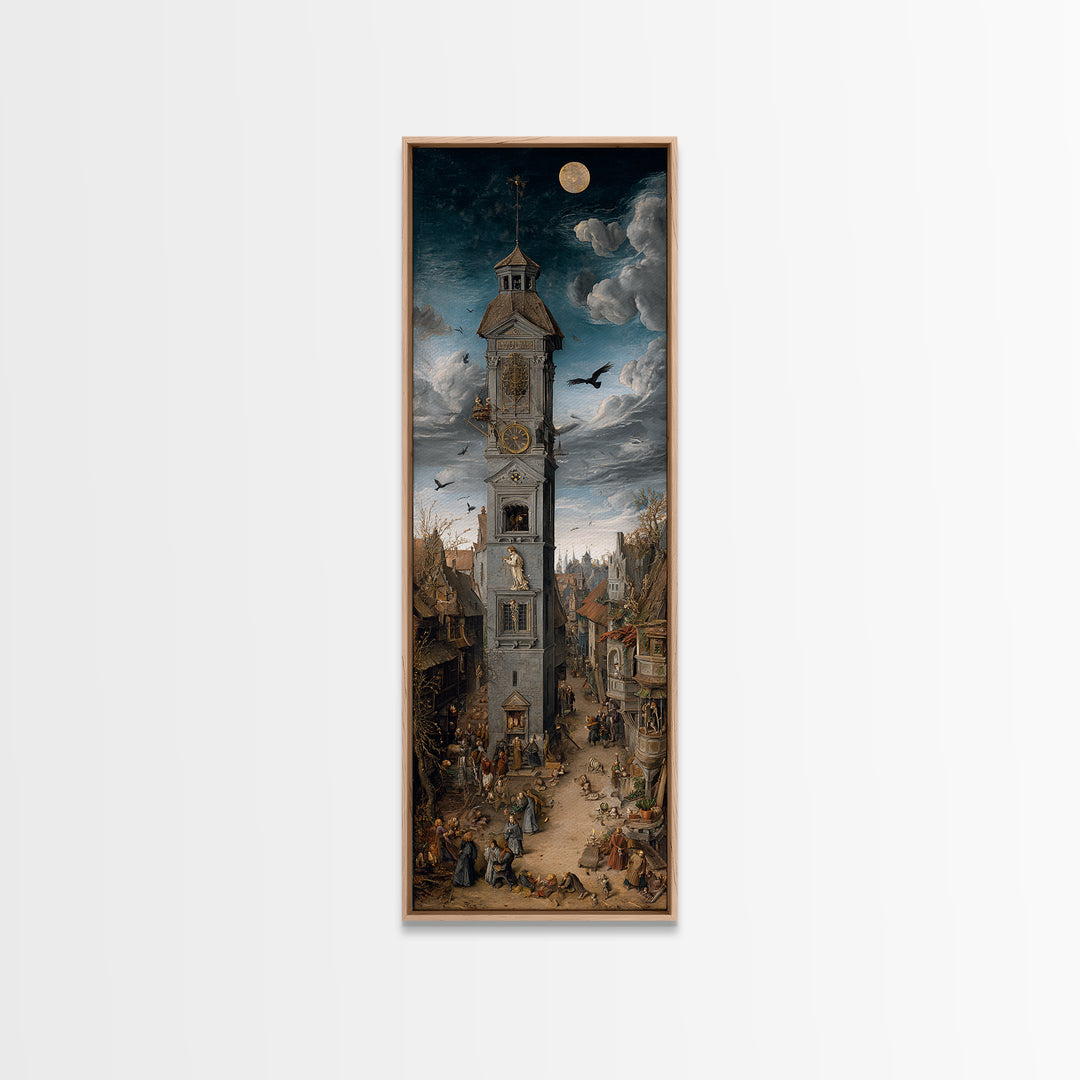 The Thirteenth Bell, Danse Macabre Art, Tall Narrow Wall Art, Dark Halloween Decor, Framed Canvas Print