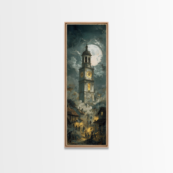 The Thirteenth Bell, Gothic Nightmare Art, Tall Narrow Wall Art, Gothic Horror Wall Art, Framed Canvas Print, Halloween Wall Art