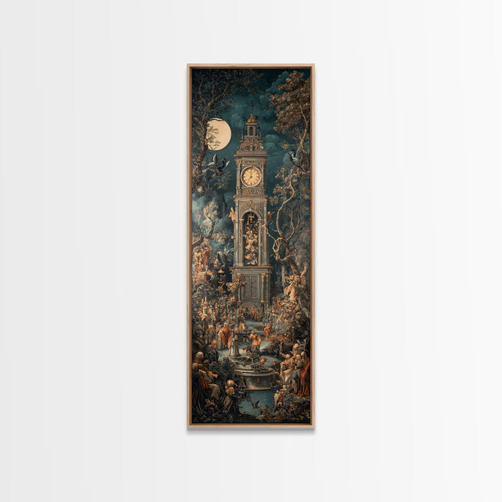 The Thirteenth Bell, Ornate Symbolist Art, Tall Narrow Wall Art, Dark Fantasy Wall Art, Framed Canvas Print, Halloween Wall Art