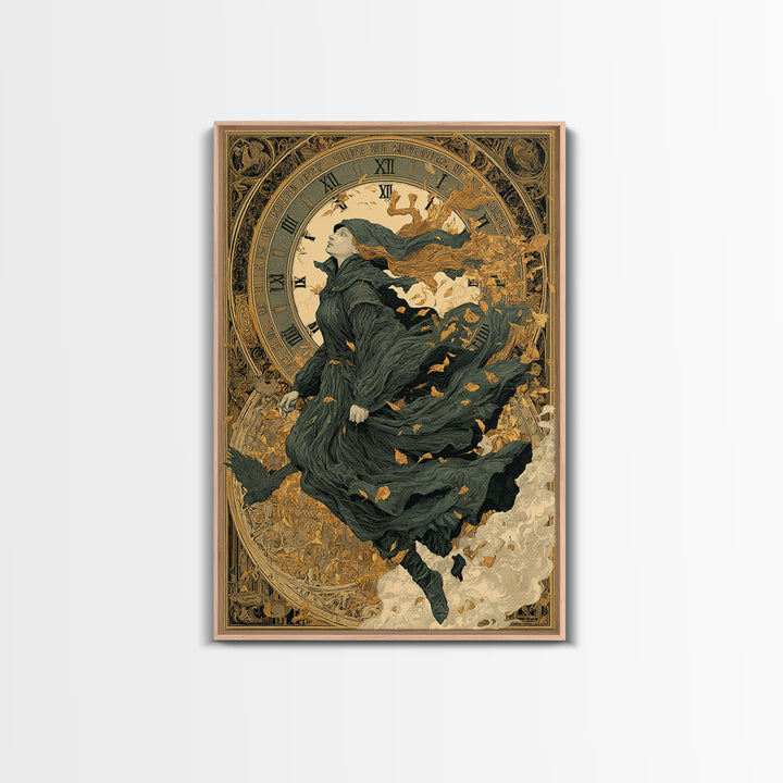 The Thirteenth Bell, Symbolist Death Art, Vertical Wall Art, Dark Fantasy Wall Art, Framed Canvas Print, Halloween Wall Art