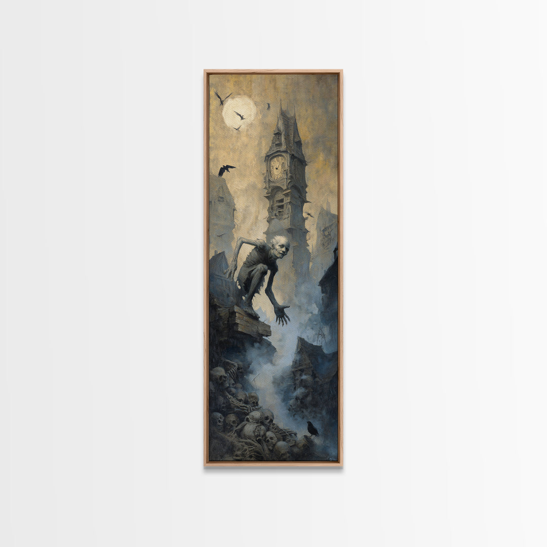 The Thirteenth Bell, Surreal Apocalyptic Art, Tall Narrow Wall Art, Gothic Horror Wall Art, Framed Canvas Print, Halloween Wall Art