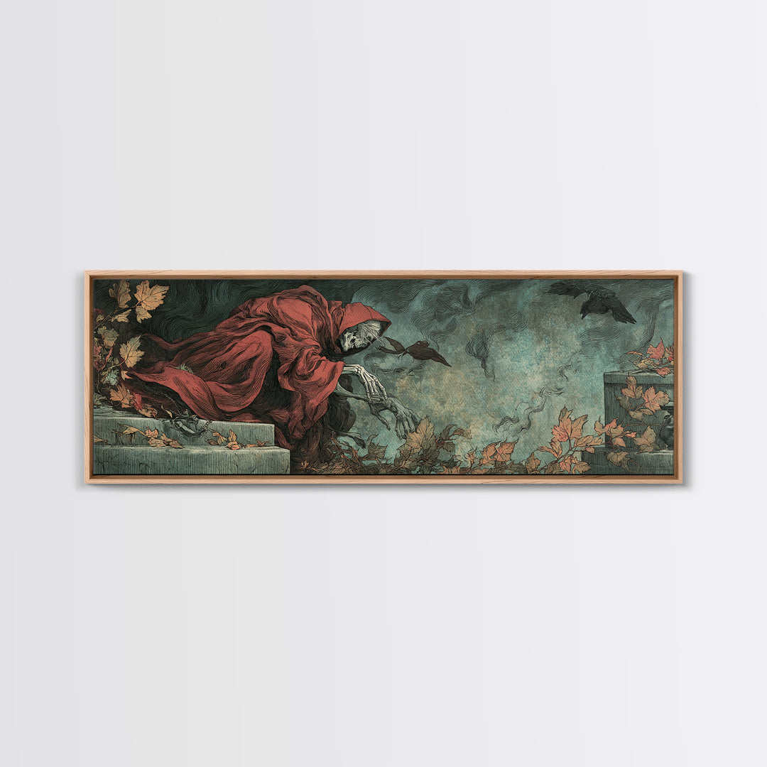 The Cemetery Lantern Festival, Decadent Gothic Art, Extra Wide Wall Art, Macabre Wall Art, Canvas Print, Halloween Wall Art