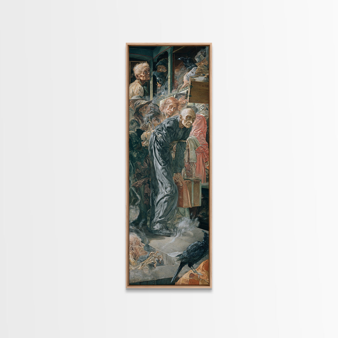 The Ghost Train Arrival, Dark Renaissance Art, Tall Narrow Wall Art, Dark Fantasy Wall Art, Framed Canvas Print