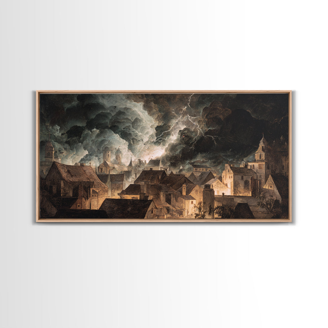 The Halloween Storm, Gothic Nightmare Art, Wide Panoramic Art, Dark Halloween Decor, Canvas Print, Halloween Wall Art